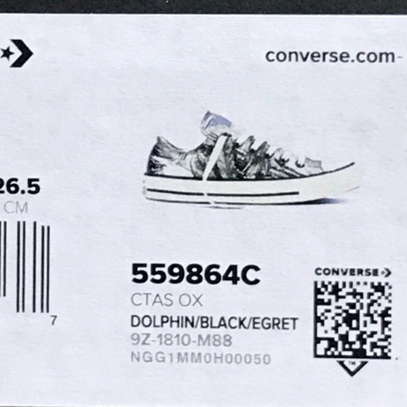 Converse CTAS Ox Dolphin Black Egret Shoes - Picture 6 of 6